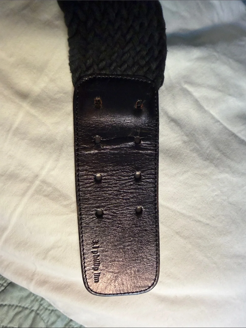 3.1 Phillip Lim Black Woven Belt with Leather Buckle